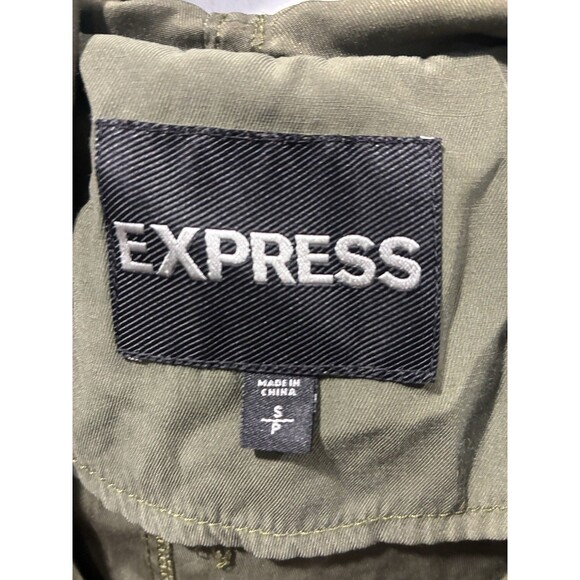EXPRESS Olive Jacket Lightweight DRAPE FRONT ANORAK Coat Size S Oversized - Picture 7 of 8